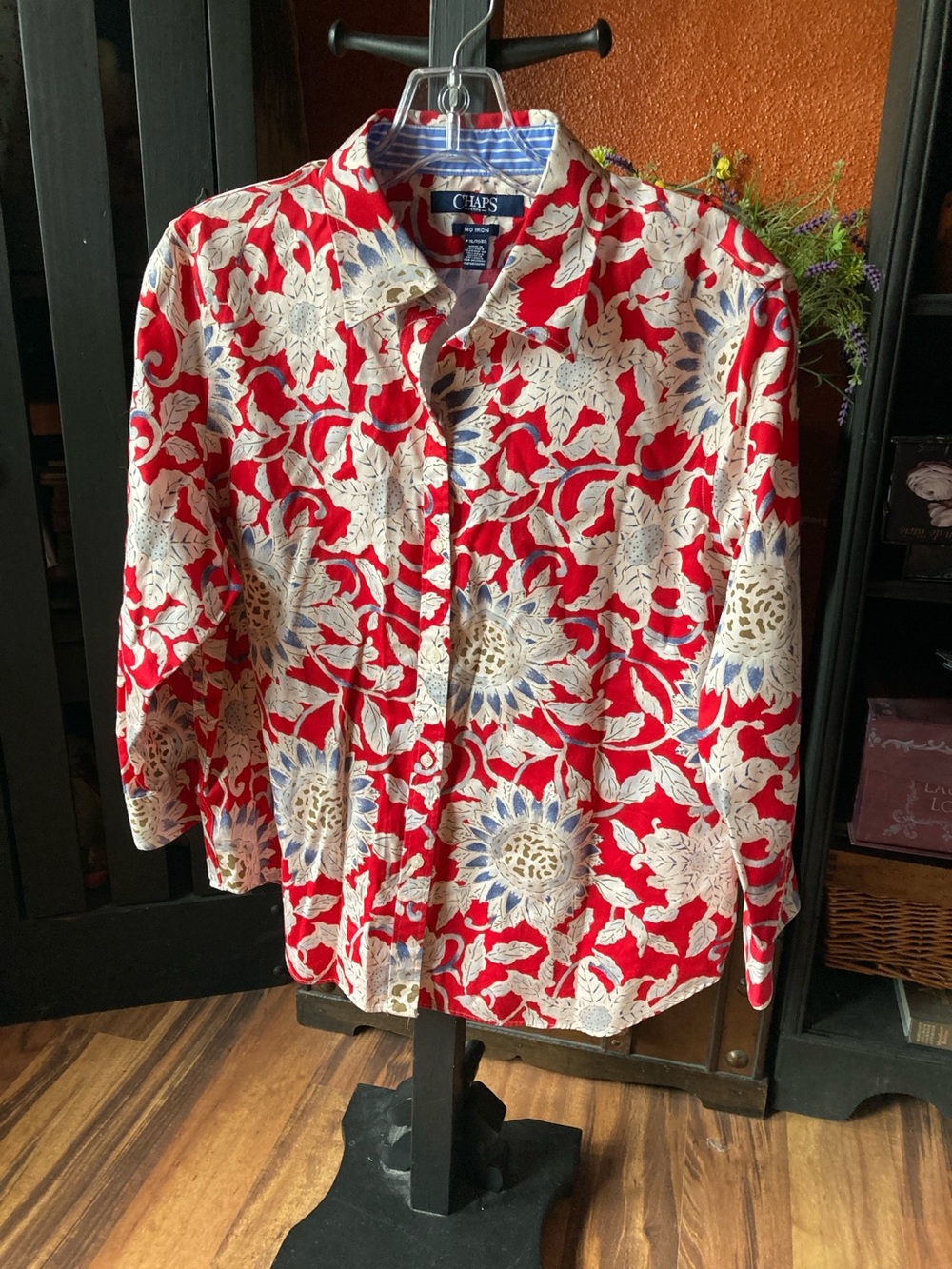 Chaps Petite Large elbow length floral shirt